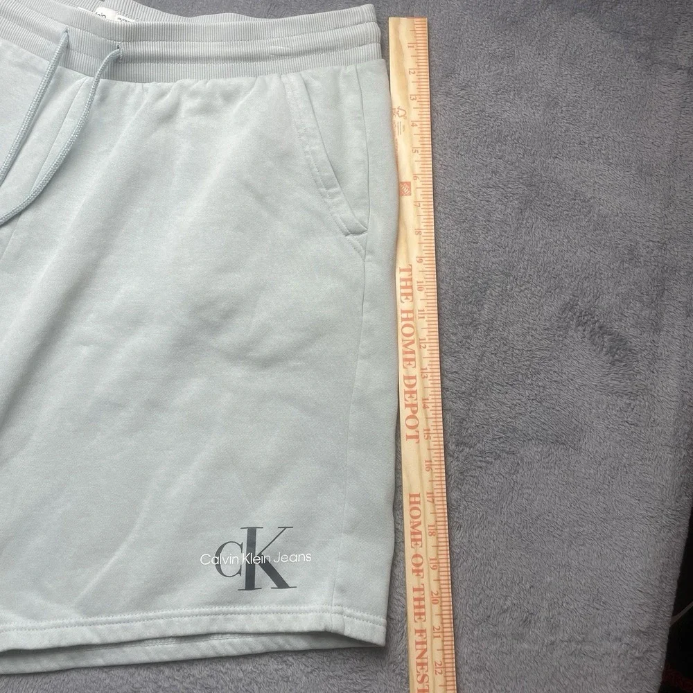 Calvin Klein Jeans CK Shorts Monogram Logo Fleece Shorts Size 2XL Men Light Blue